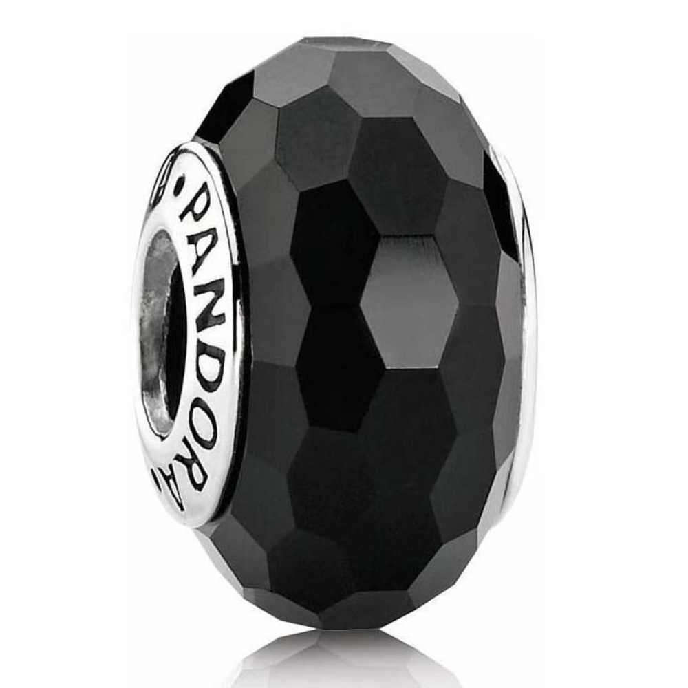 Black glass Pandora Charm bead